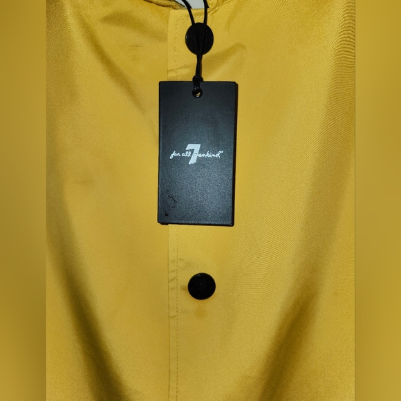 NWT 7 FOR ALL MANKIND 7FAM MEN'S Yellow Rain Outdoor Jacket Hidden Hood L - Picture 5 of 6